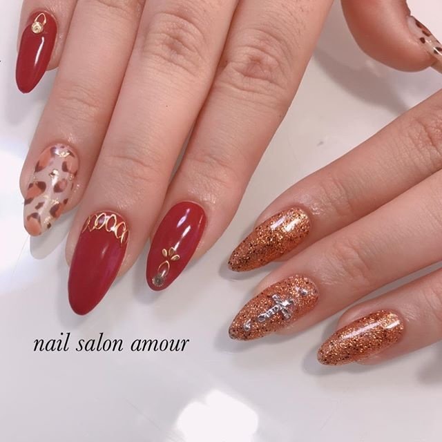 秋 ハンド シンプル ラメ ワンカラー Nailsalon Amourのネイルデザイン No ネイルブック