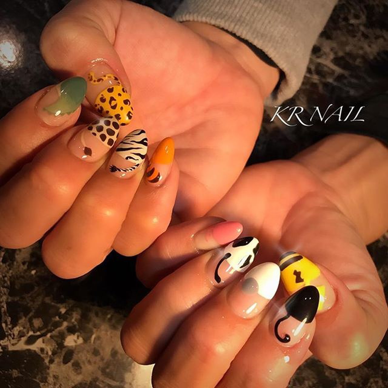 オールシーズン ハンド アニマル柄 痛ネイル キャラクター Kr Nailのネイルデザイン No ネイルブック