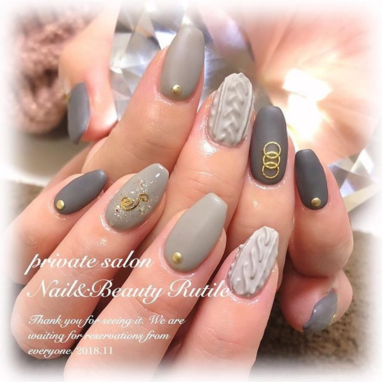 秋 冬 ワンカラー ニット マット Nail Beautyrutile Risaのネイルデザイン No ネイルブック