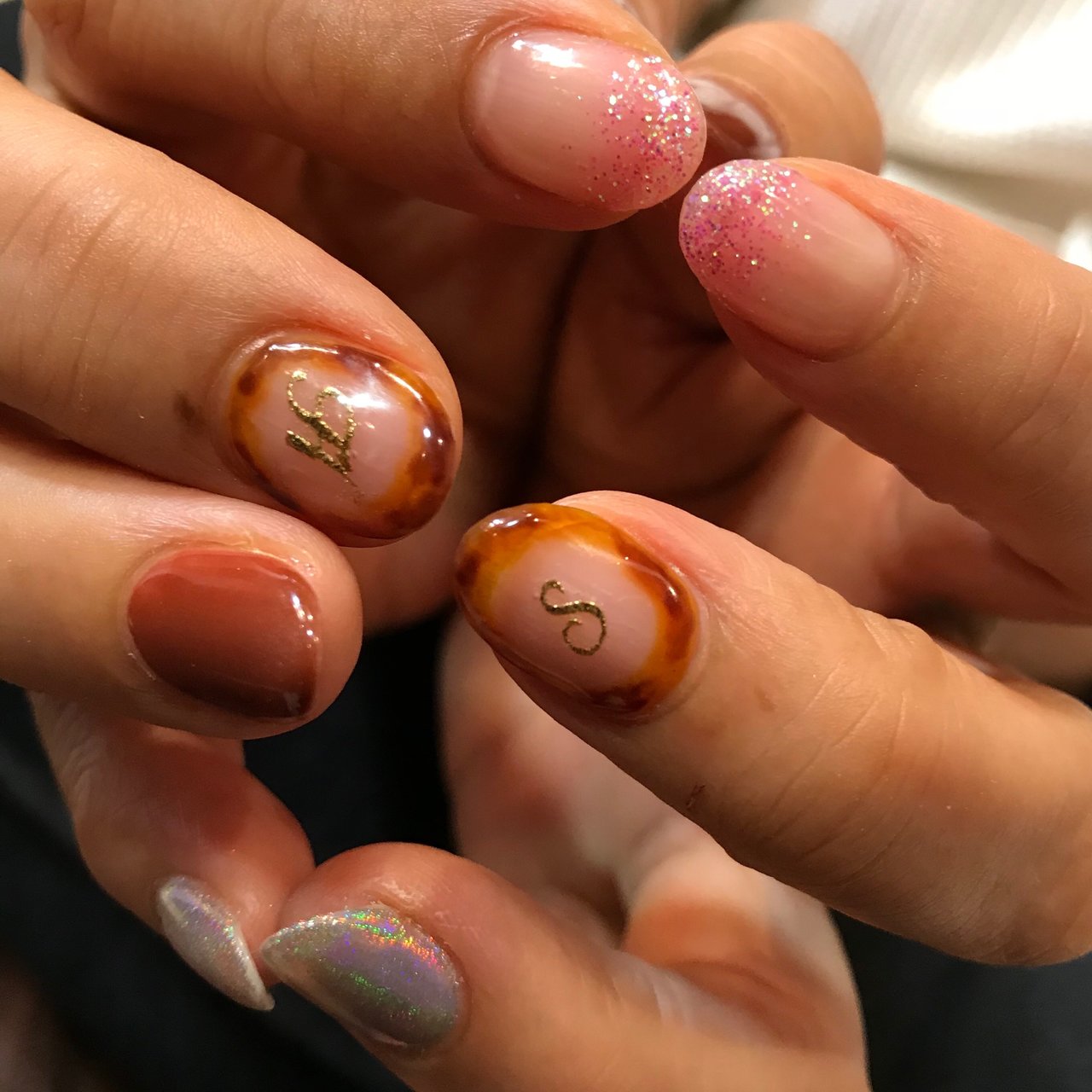 秋 冬 ハンド べっ甲 ジェル La Feliceのネイルデザイン No ネイルブック