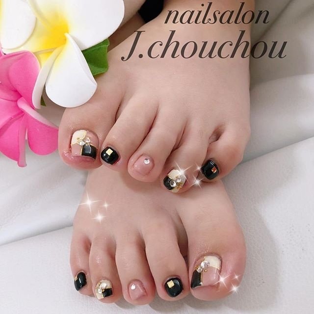 秋 冬 フット シンプル ブロック J Chou Chou Nailのネイルデザイン