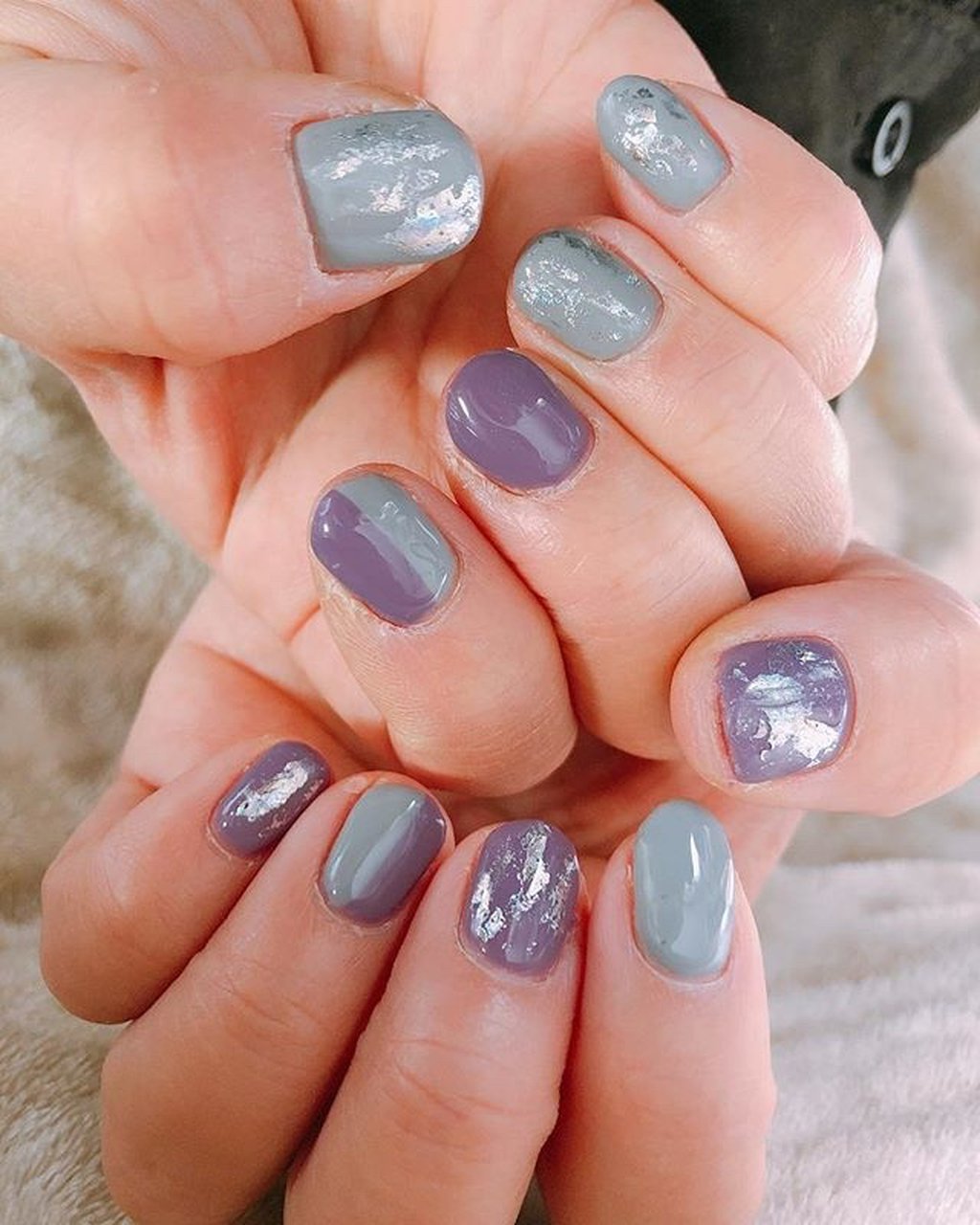 ハンド パープル グレー セルフネイル Shizukaのネイルデザイン No ネイルブック