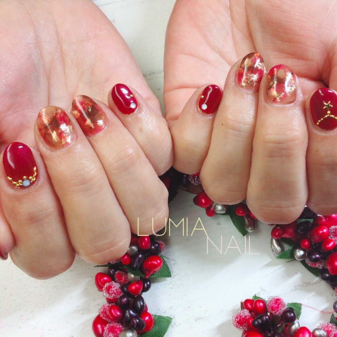 冬 お正月 クリスマス ハンド ワンカラー Lumia Nailのネイルデザイン No ネイルブック