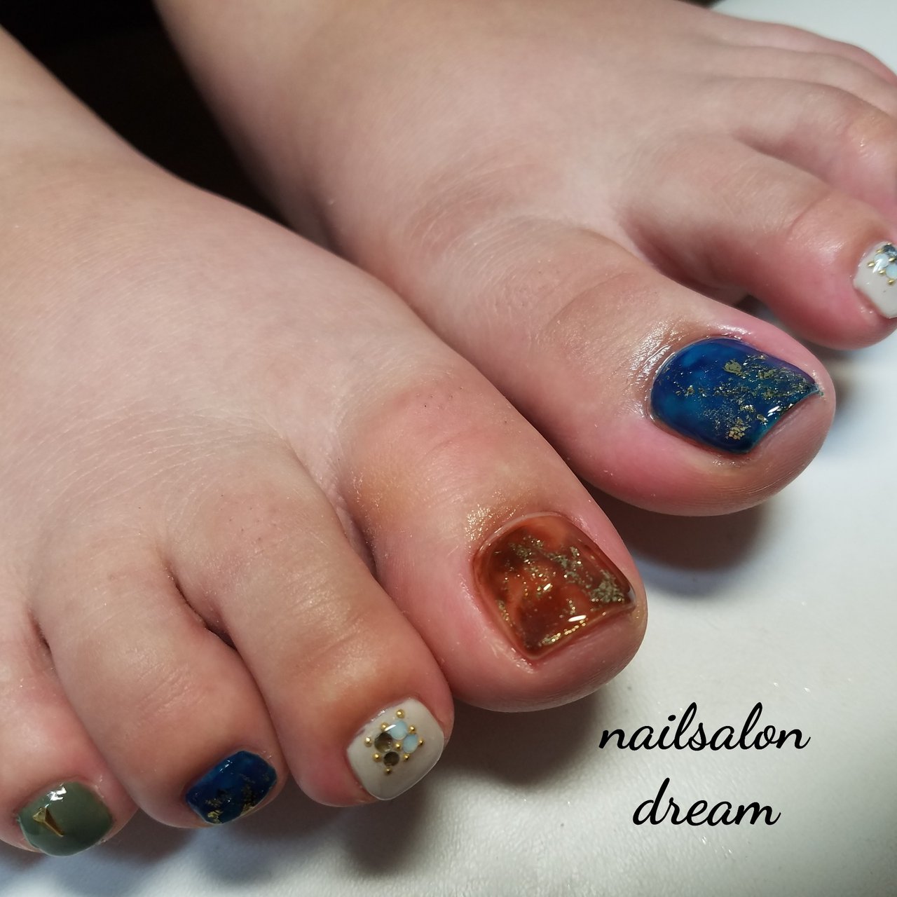 フット ビジュー 大理石 ホイル マーブル Nail Dreamのネイルデザイン No ネイルブック