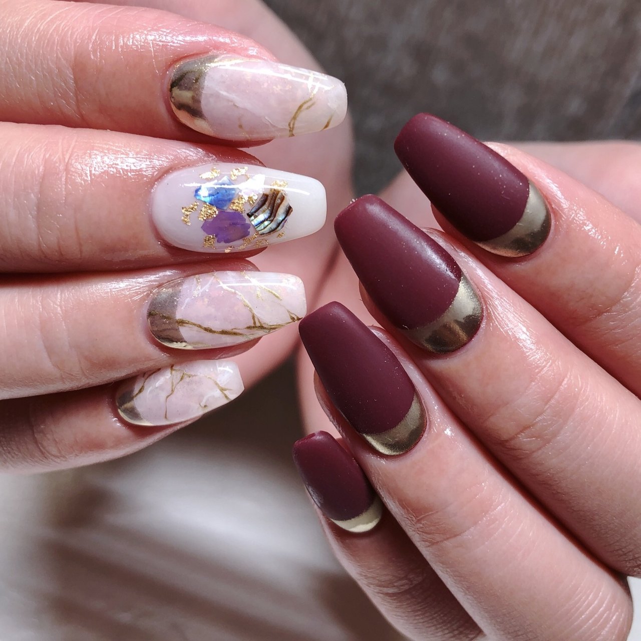 秋 冬 ハンド 大理石 マット 美月のネイルデザイン No ネイルブック