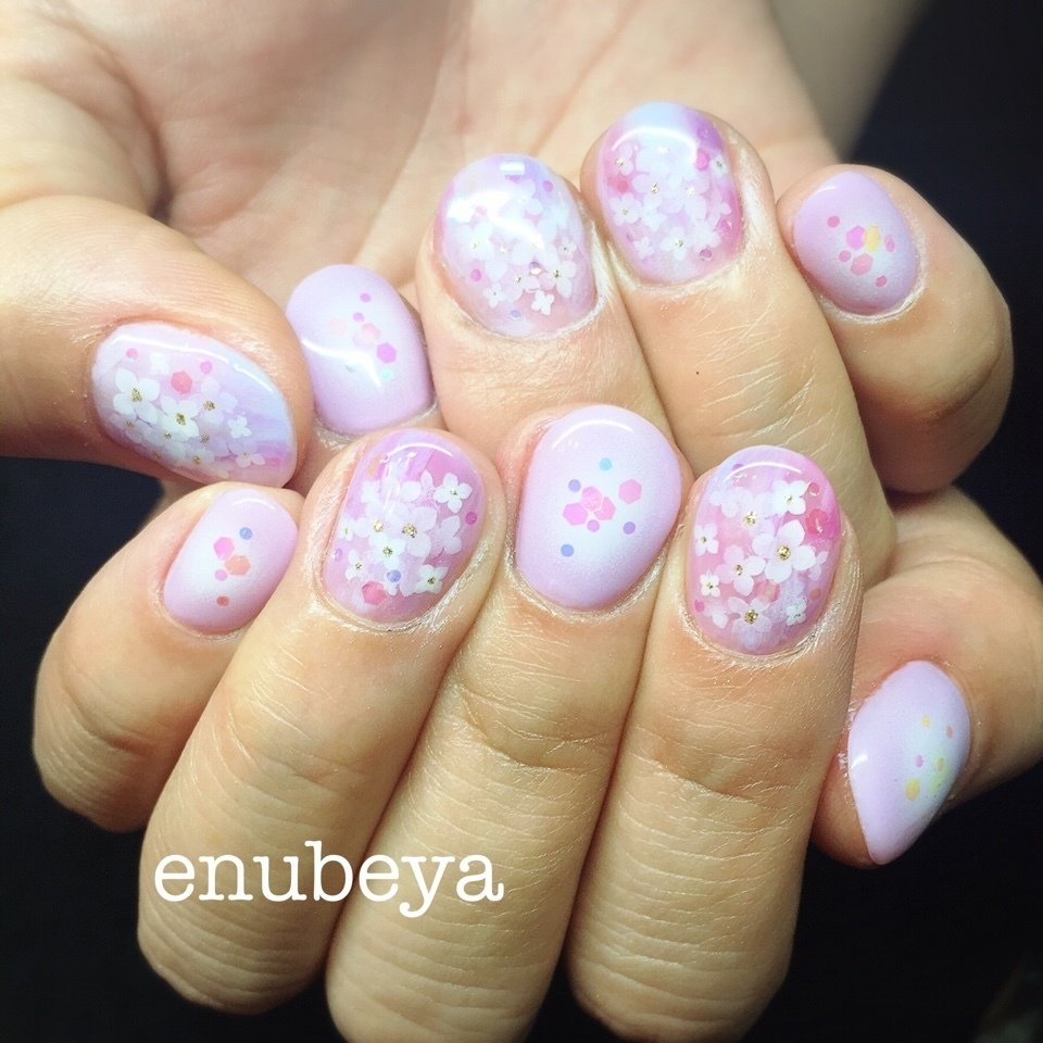 梅雨 デート ハンド フラワー タイダイ Enubeyaのネイルデザイン No 159 ネイルブック