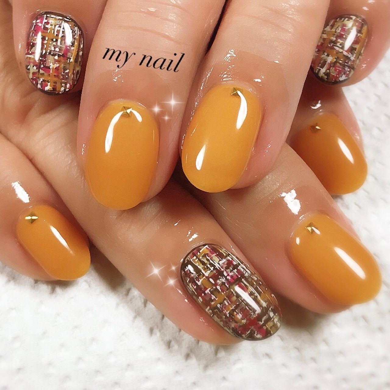 冬 ハンド シンプル ツイード オレンジ My Nailのネイルデザイン No ネイルブック