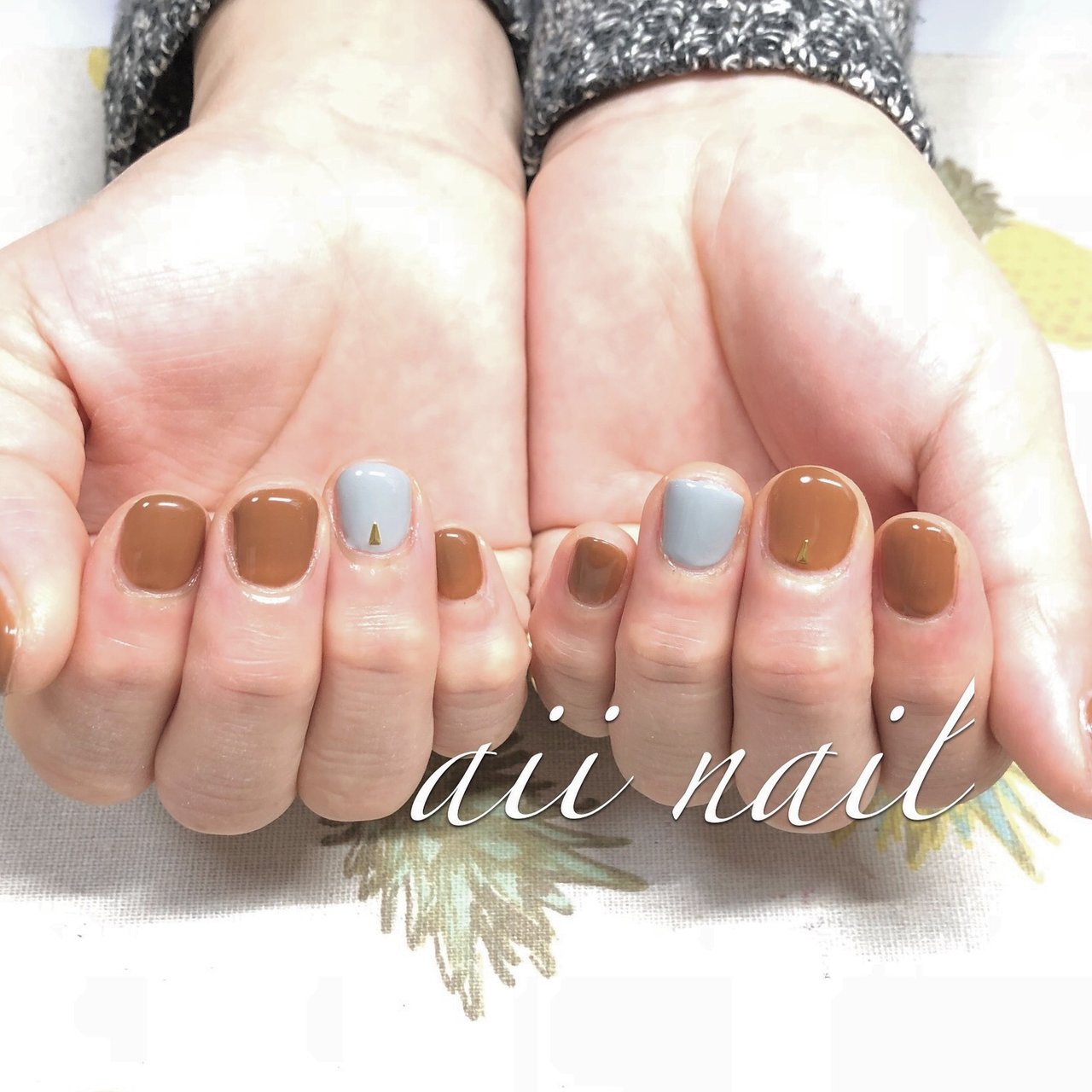 ハンド ワンカラー ブラウン グレー ジェル Aii Nailのネイルデザイン No ネイルブック