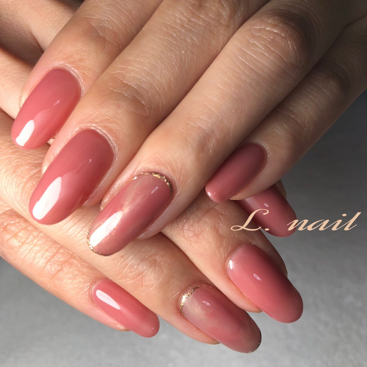 ハンド シンプル ニュアンス ピンク ジェルネイル Lnail18のネイルデザイン No ネイルブック