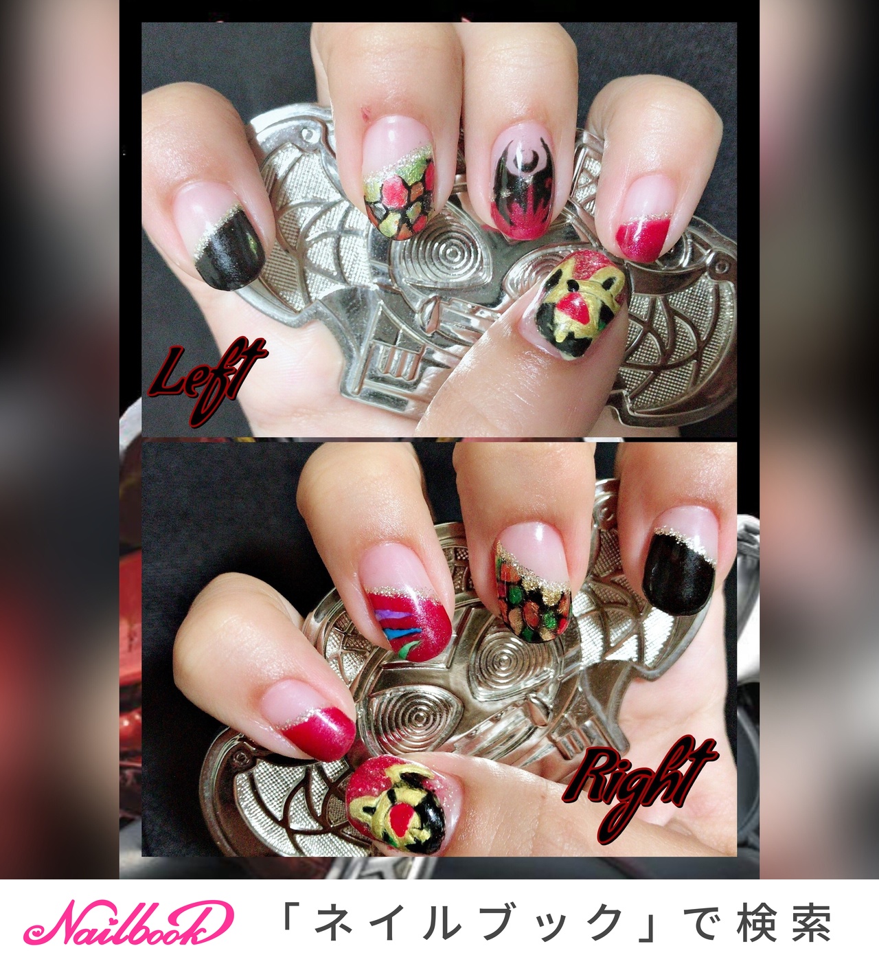 ハンド/変形フレンチ/ラメ/痛ネイル/ステンドグラス - まいまいの