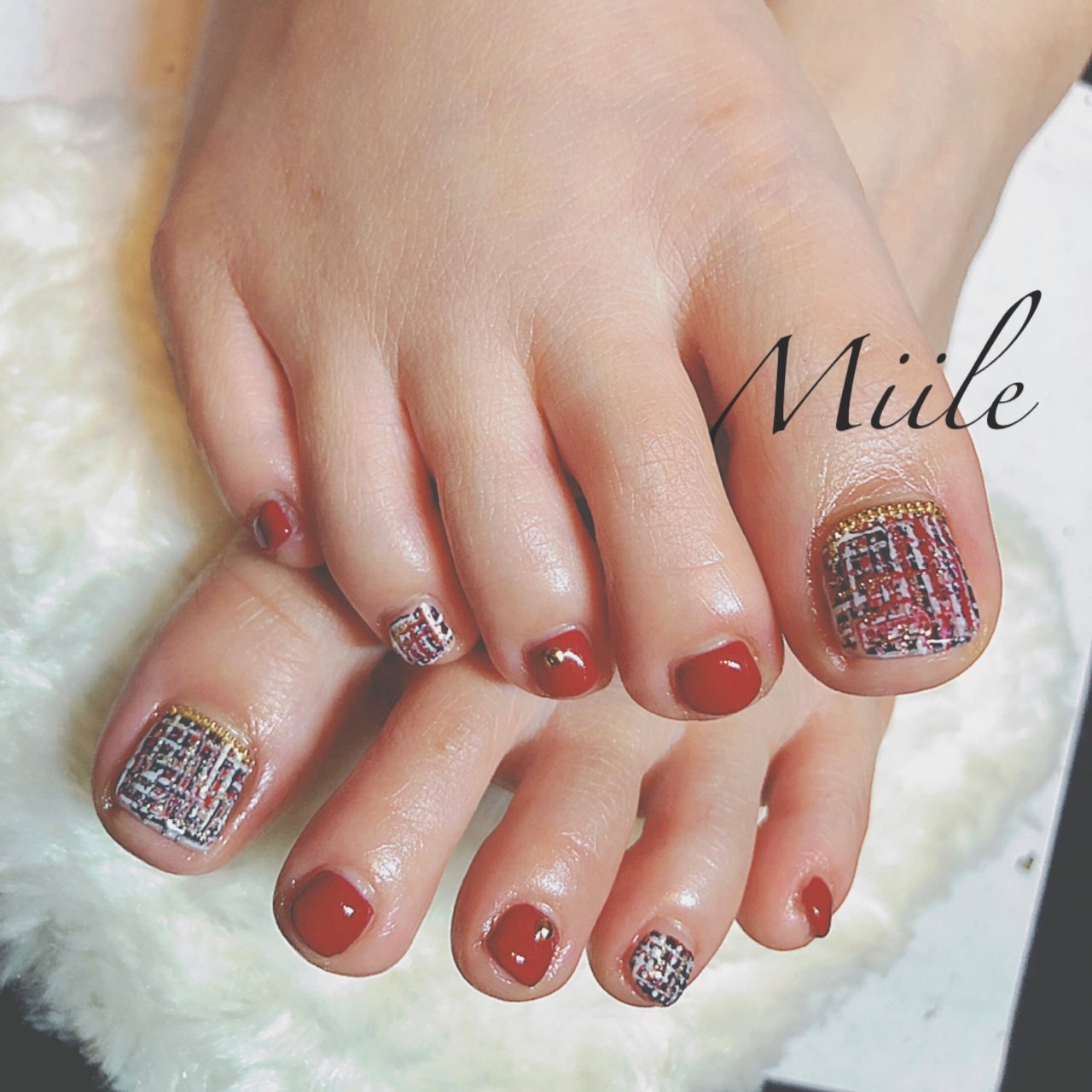 秋 冬 クリスマス パーティー フット Private Nail Salon Miile のネイルデザイン No 3765908 ネイルブック