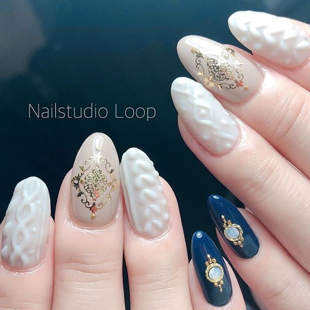 秋 冬 ハンド ワンカラー ニット Nailstudioloop Hiromiのネイルデザイン No ネイルブック