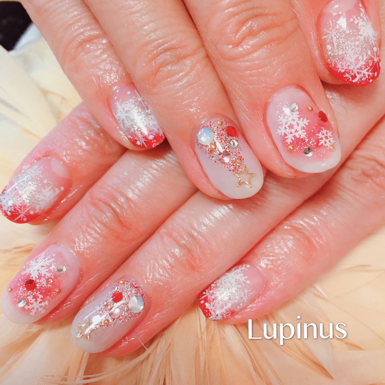 冬 クリスマス パーティー デート ハンド Lupinus Nailのネイル