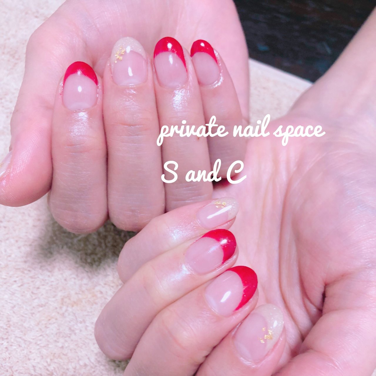 冬 クリスマス ハンド フレンチ ショート Private Nail Space S And Cのネイルデザイン No ネイル ブック