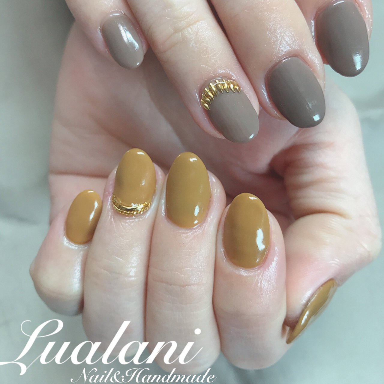 秋 ハンド ワンカラー アースカラー ジェル Lualani Nailのネイルデザイン No ネイルブック