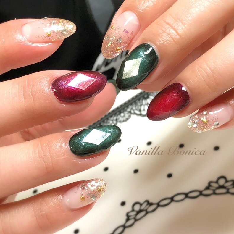 冬 オールシーズン クリスマス ハンド グラデーション Nail Salon Vanilla Bonica バニラボニカ のネイル デザイン No ネイルブック