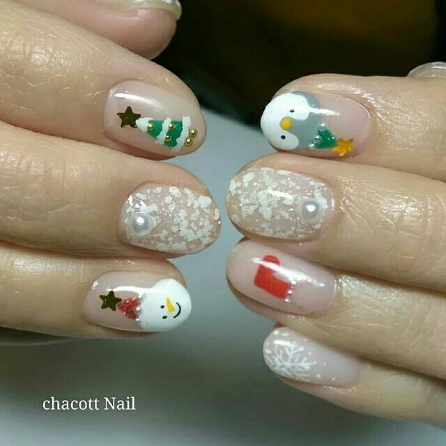 冬 ハンド キャラクター ショート ホワイト 愛知県春日井市 自宅ネイルサロンchacottnailのネイルデザイン No ネイル ブック