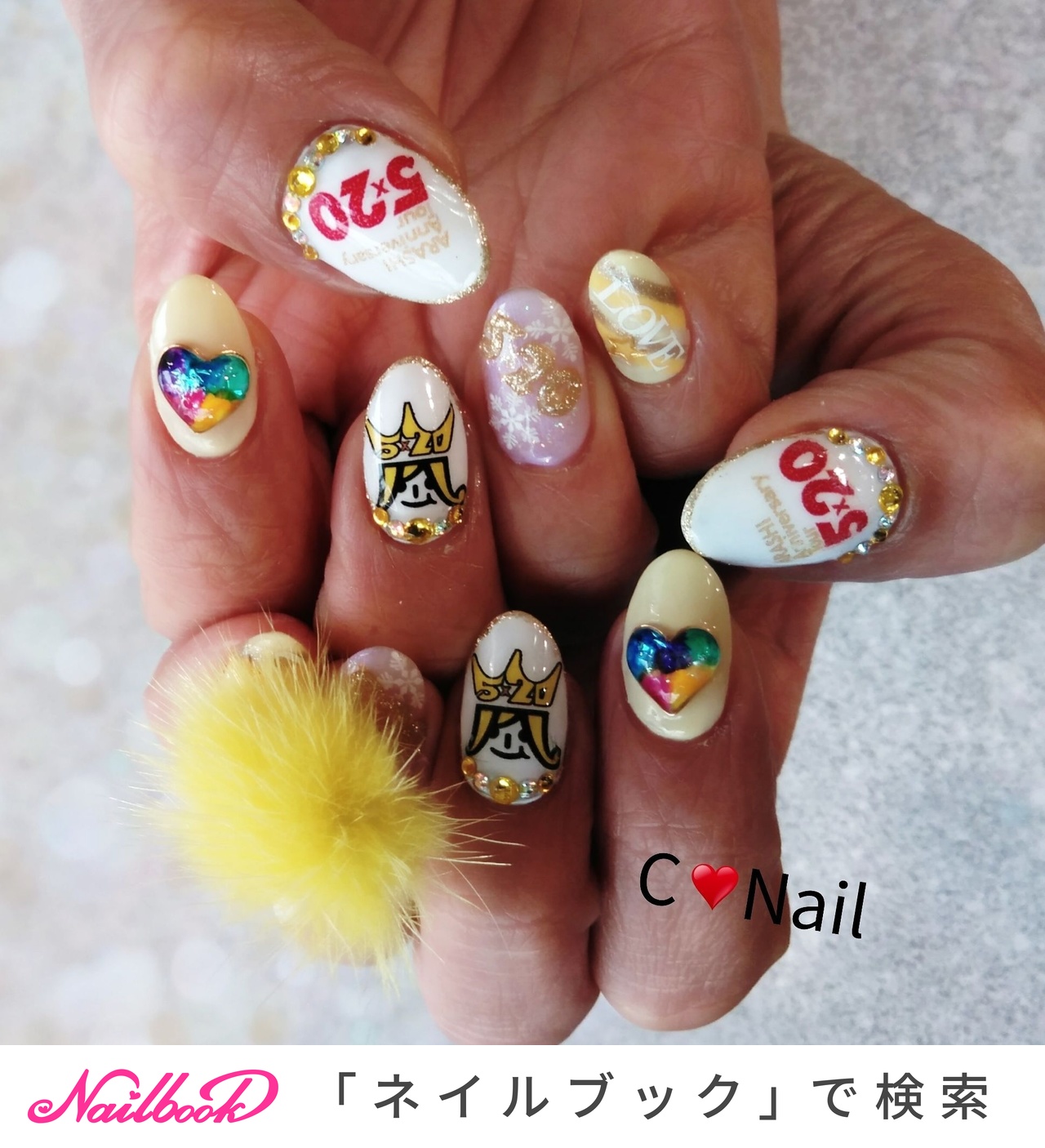 ライブ ハンド ロング ホワイト イエロー Chieのネイルデザイン No ネイルブック