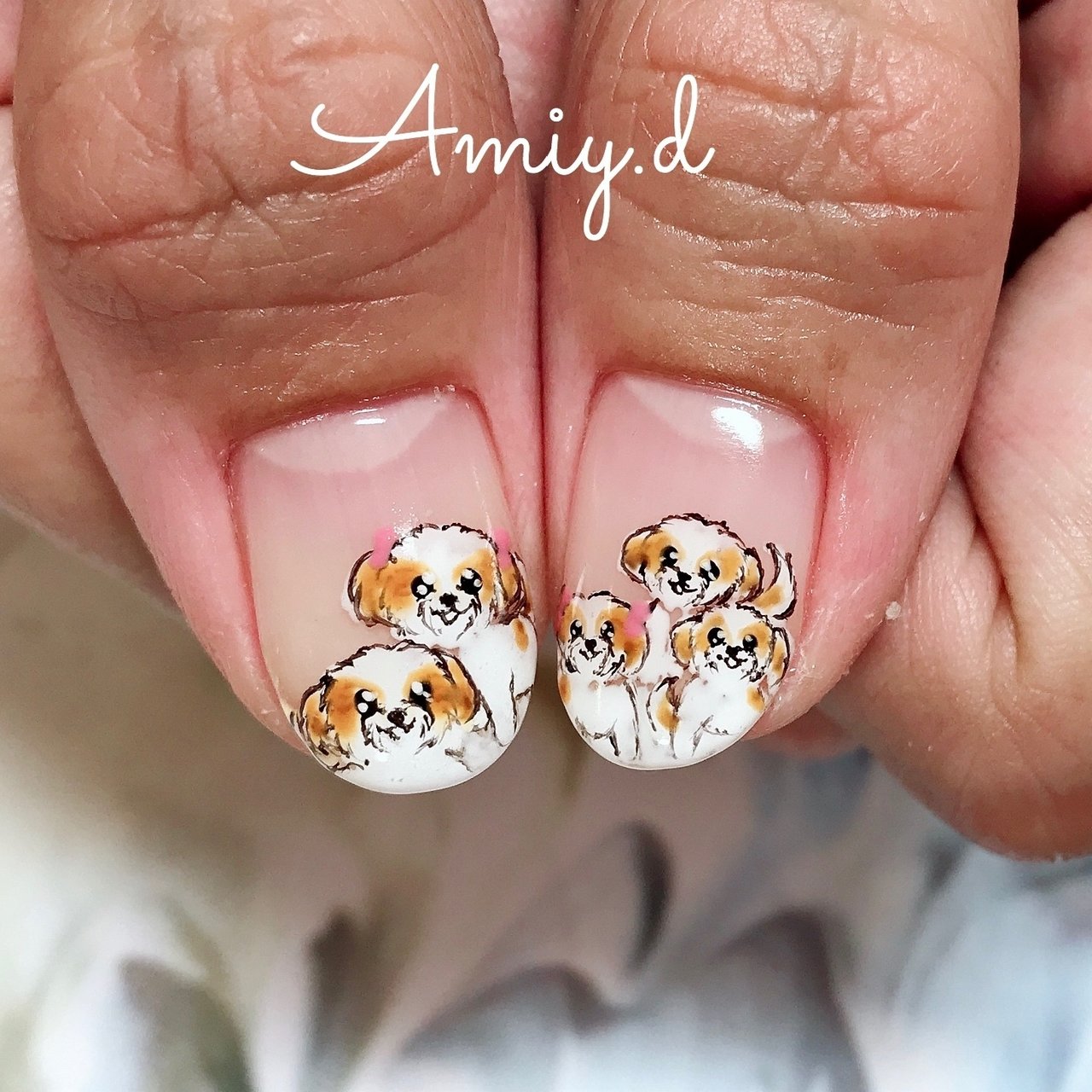 オールシーズン パーティー ハンド フレンチ アニマル柄 Amiy D Nailのネイルデザイン No ネイルブック