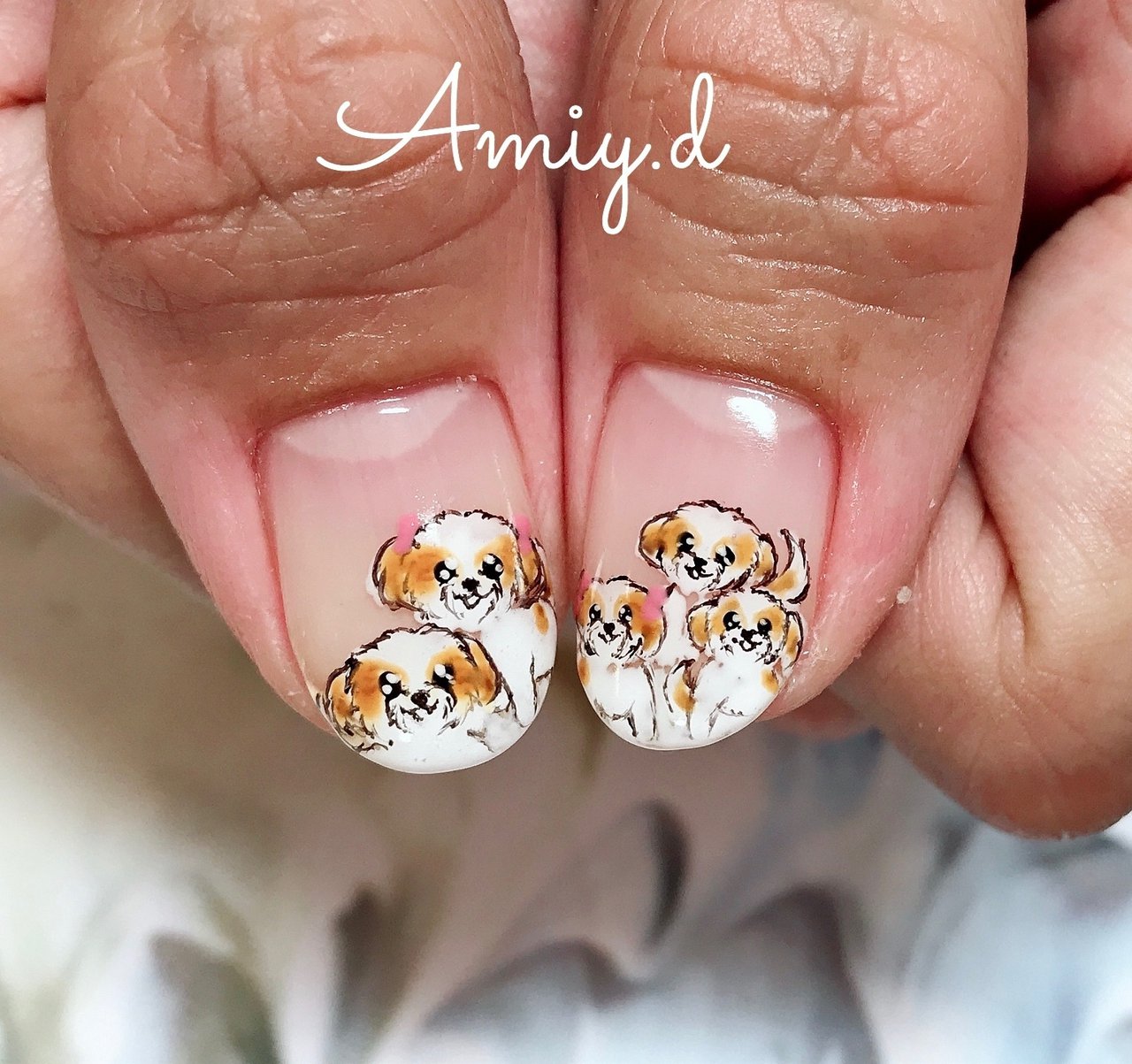 オールシーズン パーティー ハンド フレンチ アニマル柄 Amiy D Nailのネイルデザイン No ネイルブック