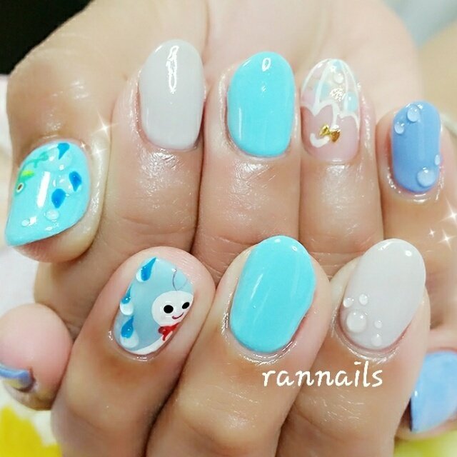 梅雨 キャラクター 水滴 Rannailsのネイルデザイン No ネイルブック