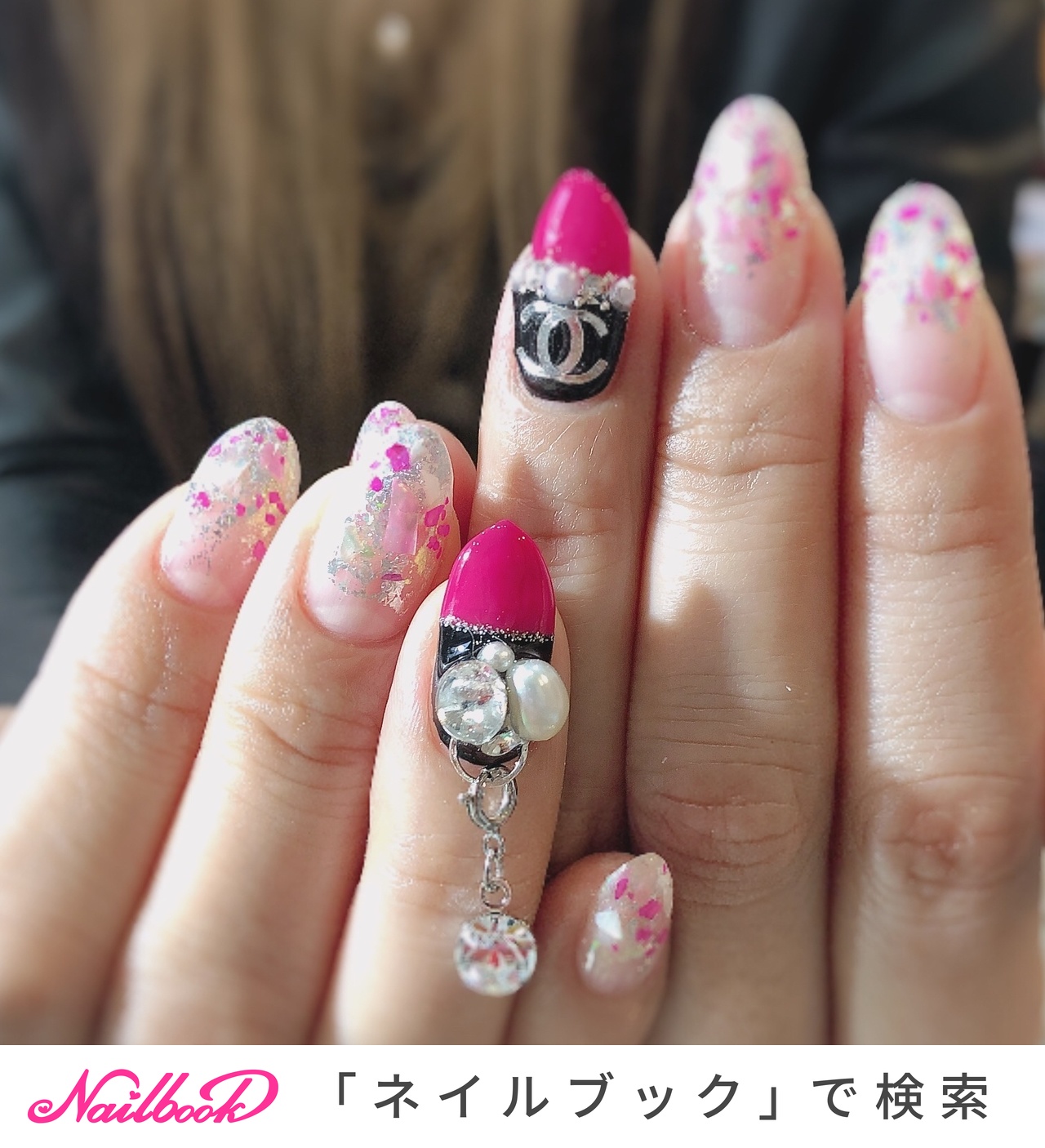 ハンド ビジュー ブランド柄 ショート ピンク 宮城県 石巻 ロージーネイル Rosy Nail Pupuu Rosyのネイルデザイン No ネイルブック