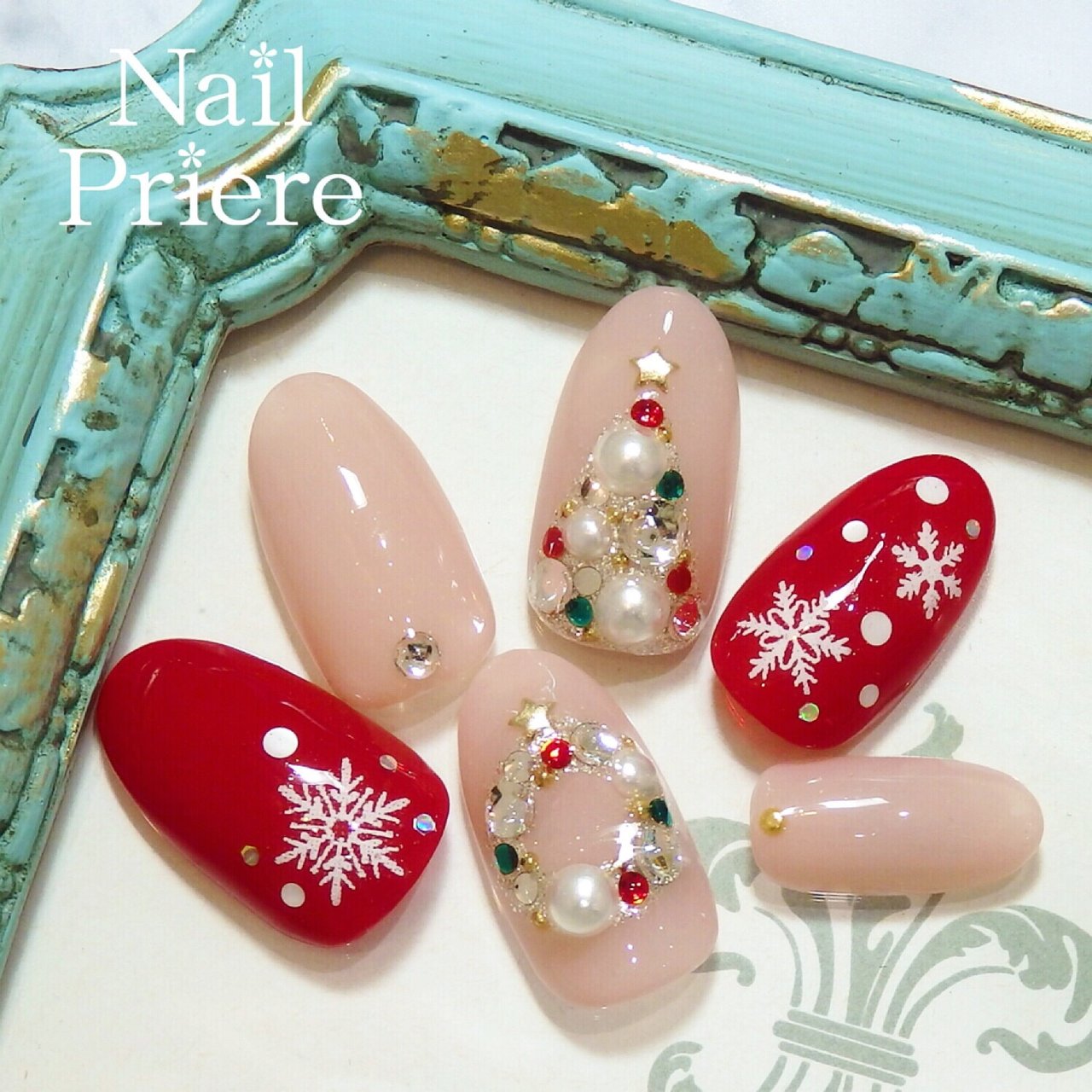 冬 クリスマス ハンド ビジュー スターフィッシュ Nail Priereのネイルデザイン No ネイルブック