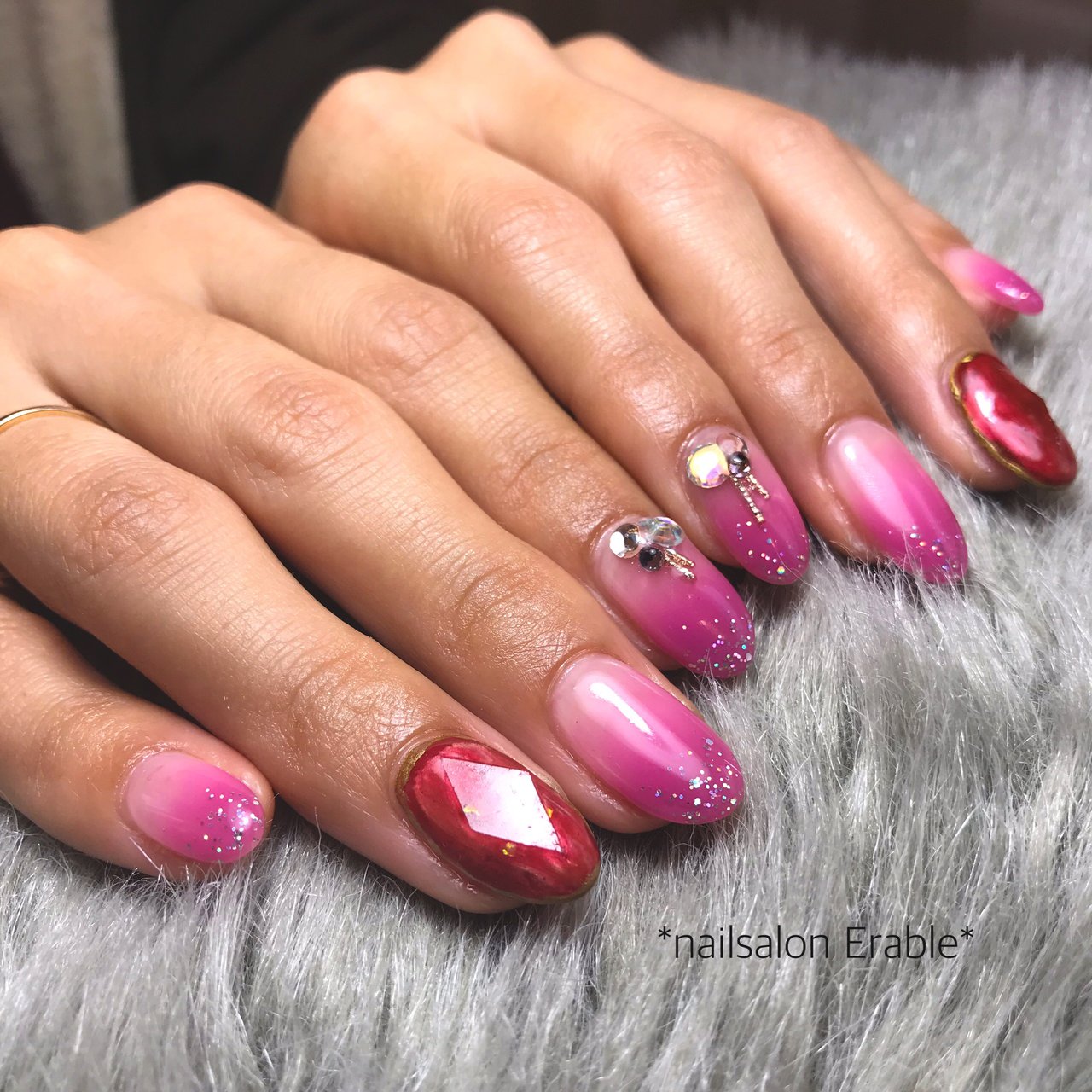 ハンド グラデーション ピンク ジェルネイル お客様 Nailsalon Erableのネイルデザイン No ネイルブック