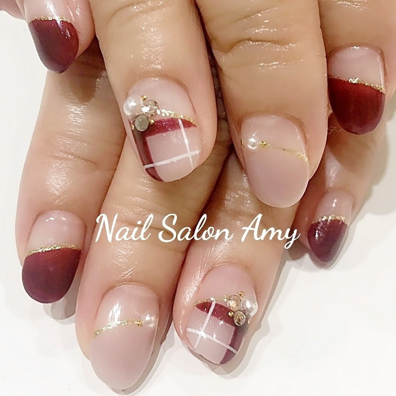 秋 冬 オールシーズン パーティー 変形フレンチ Nailsalonamy ネイルサロンアミー 池上店のネイルデザイン No ネイルブック