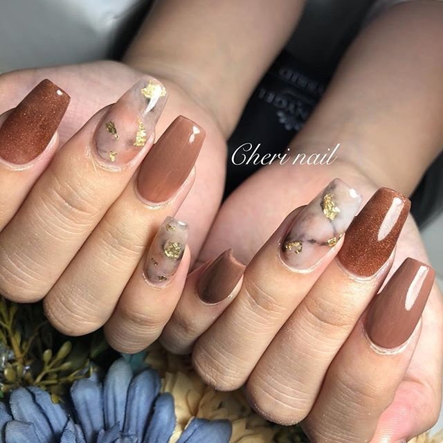 秋 ハンド フレンチ 大理石 ホワイト Cheri Nailのネイルデザイン No ネイルブック