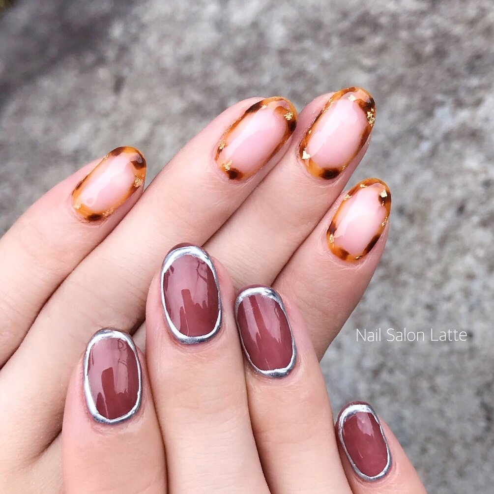 オールシーズン デート 女子会 ハンド べっ甲 Nail Latteのネイルデザイン No ネイルブック