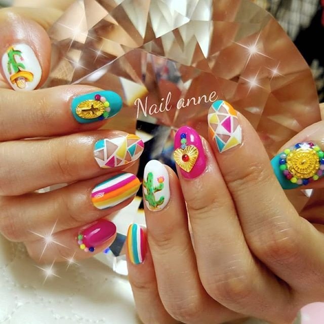 オールシーズン 旅行 リゾート パーティー エスニック Nail Anneのネイルデザイン No ネイルブック