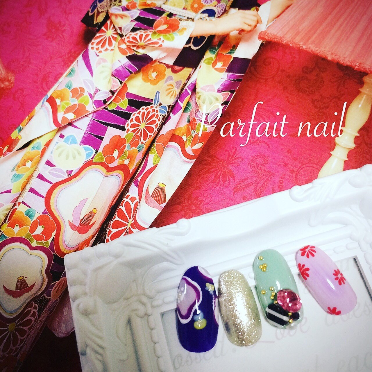 冬 お正月 成人式 レトロ 和 八戸市parfaitnailのネイルデザイン No