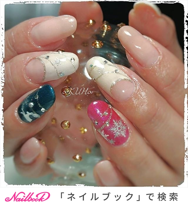 ４２９ネイルチップ ハート❤ ホログラム マーブル♡A Nail♡-