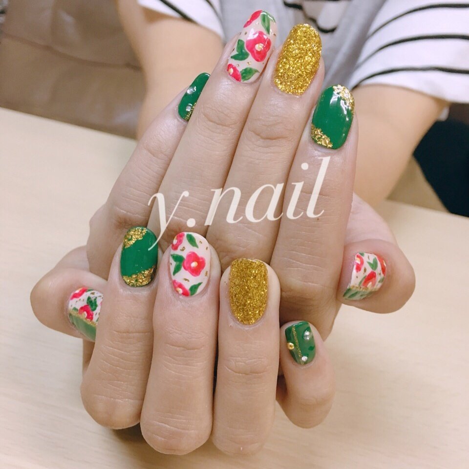 成人式 卒業式 ハンド フラワー ミディアム Y Nailのネイルデザイン No ネイルブック