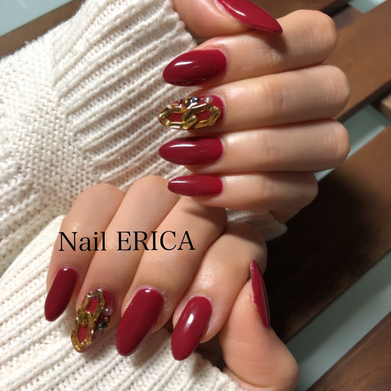 冬 ハンド シンプル レッド ボルドー Nail Erica のネイルデザイン No ネイルブック