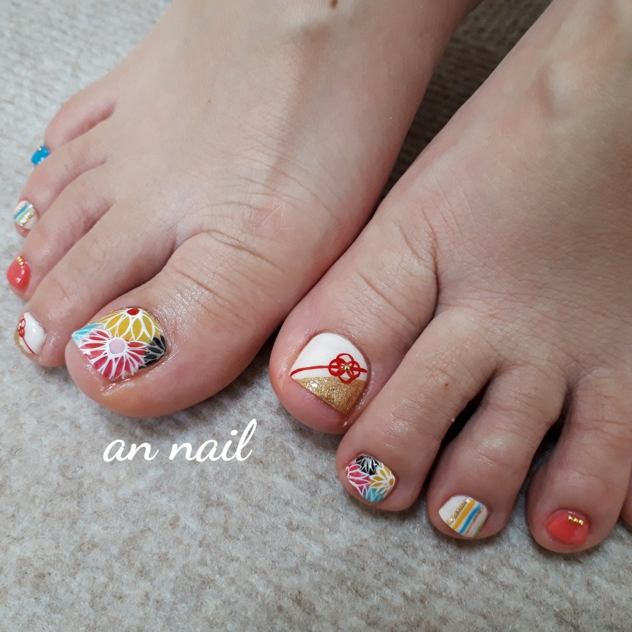 冬 お正月 成人式 フット ワンカラー An Nailのネイルデザイン No ネイルブック