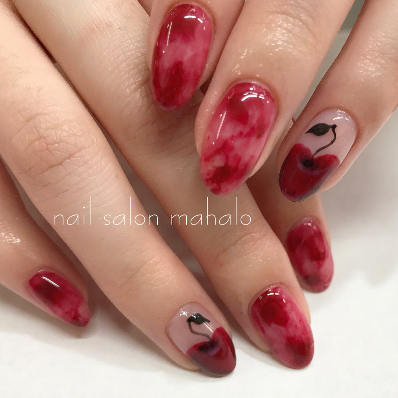 レッド ジェルネイル お客様 Nail Mahaloのネイルデザイン No ネイルブック