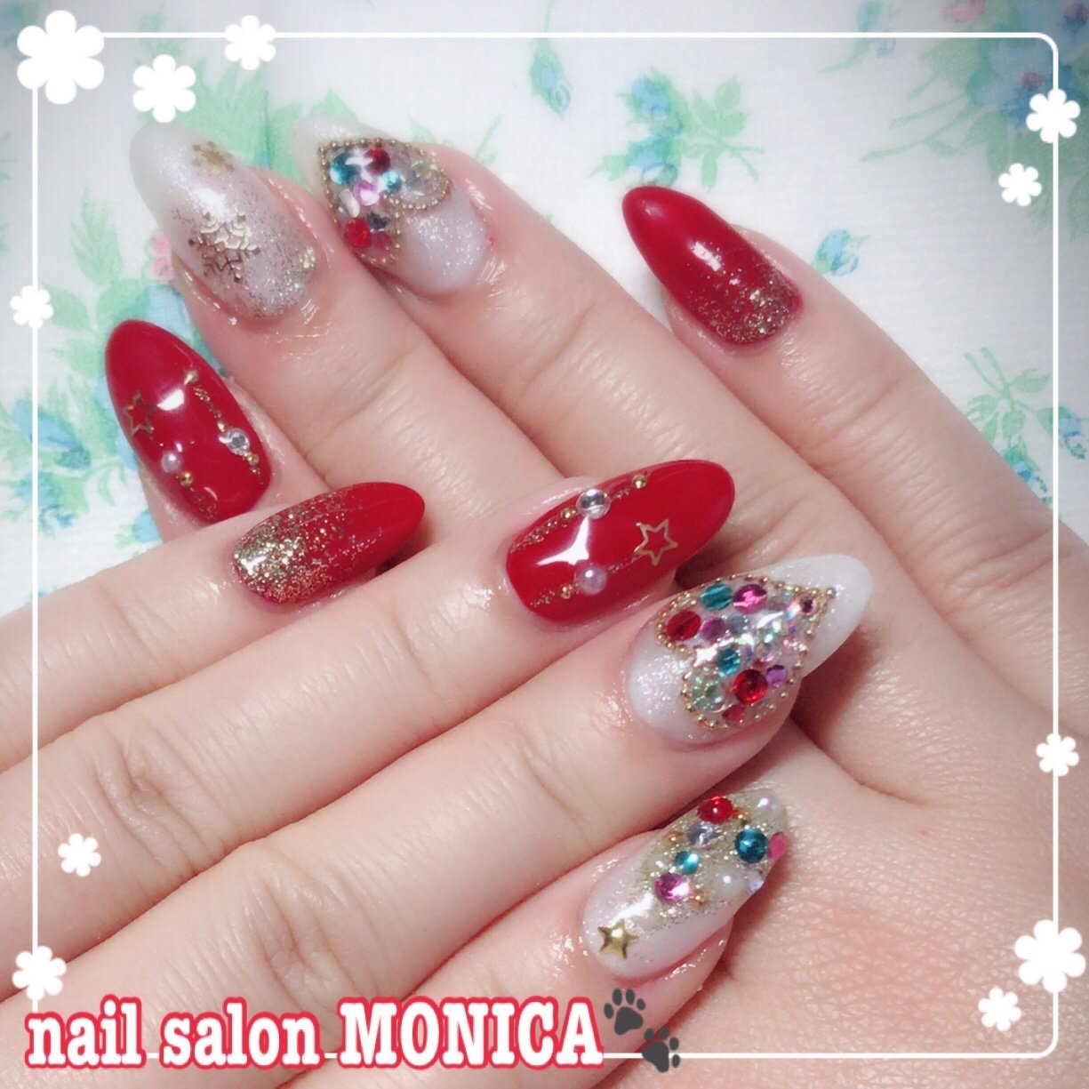 冬 クリスマス ハンド ハート デコ Nail Salon Monica のネイルデザイン No ネイルブック