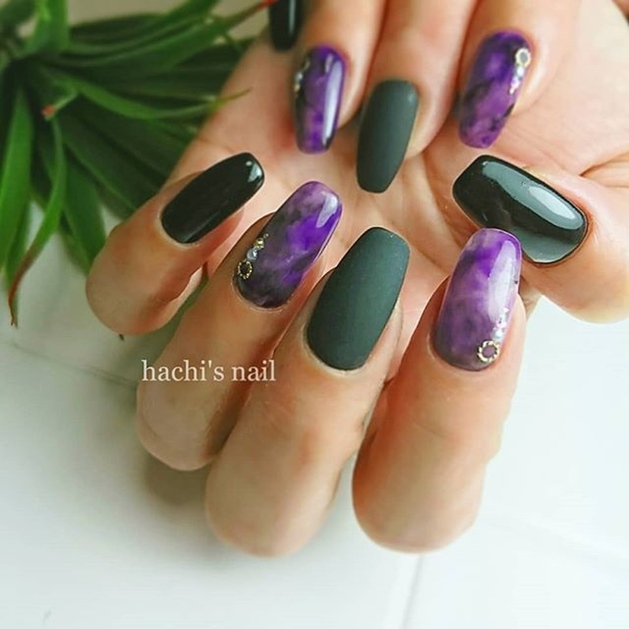 秋 冬 ハンド マーブル マット Hachi5804のネイルデザイン No ネイルブック