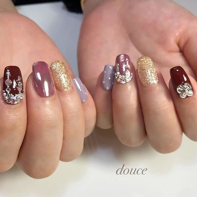 秋 冬 クリスマス パーティー ハンド Nailsalon Douceのネイルデザイン No ネイルブック