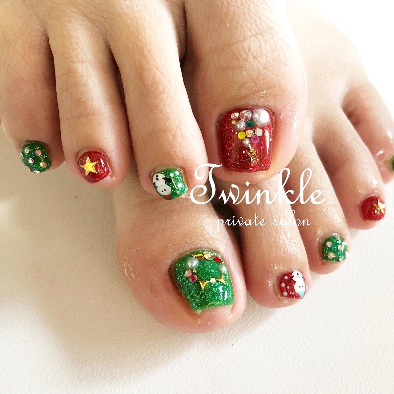 冬 クリスマス デート 女子会 フット Nail Salon Twinkleのネイルデザイン No ネイルブック