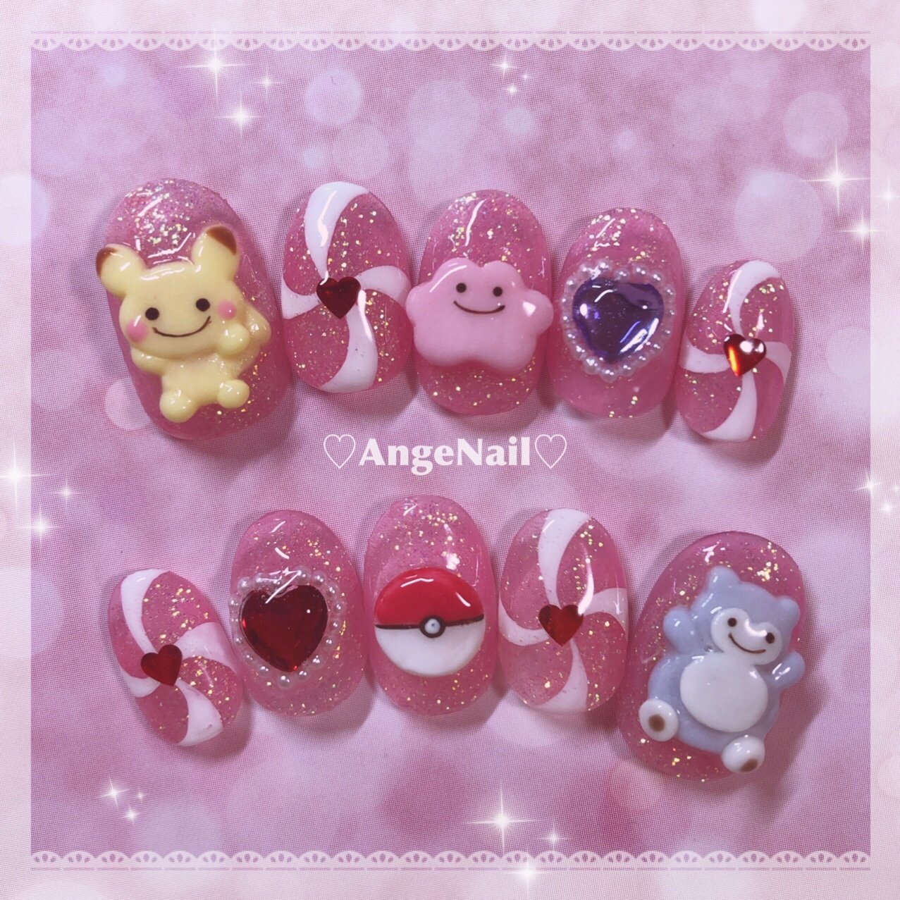 ハート キャラクター 3d ピンク Angenailのネイルデザイン No ネイルブック