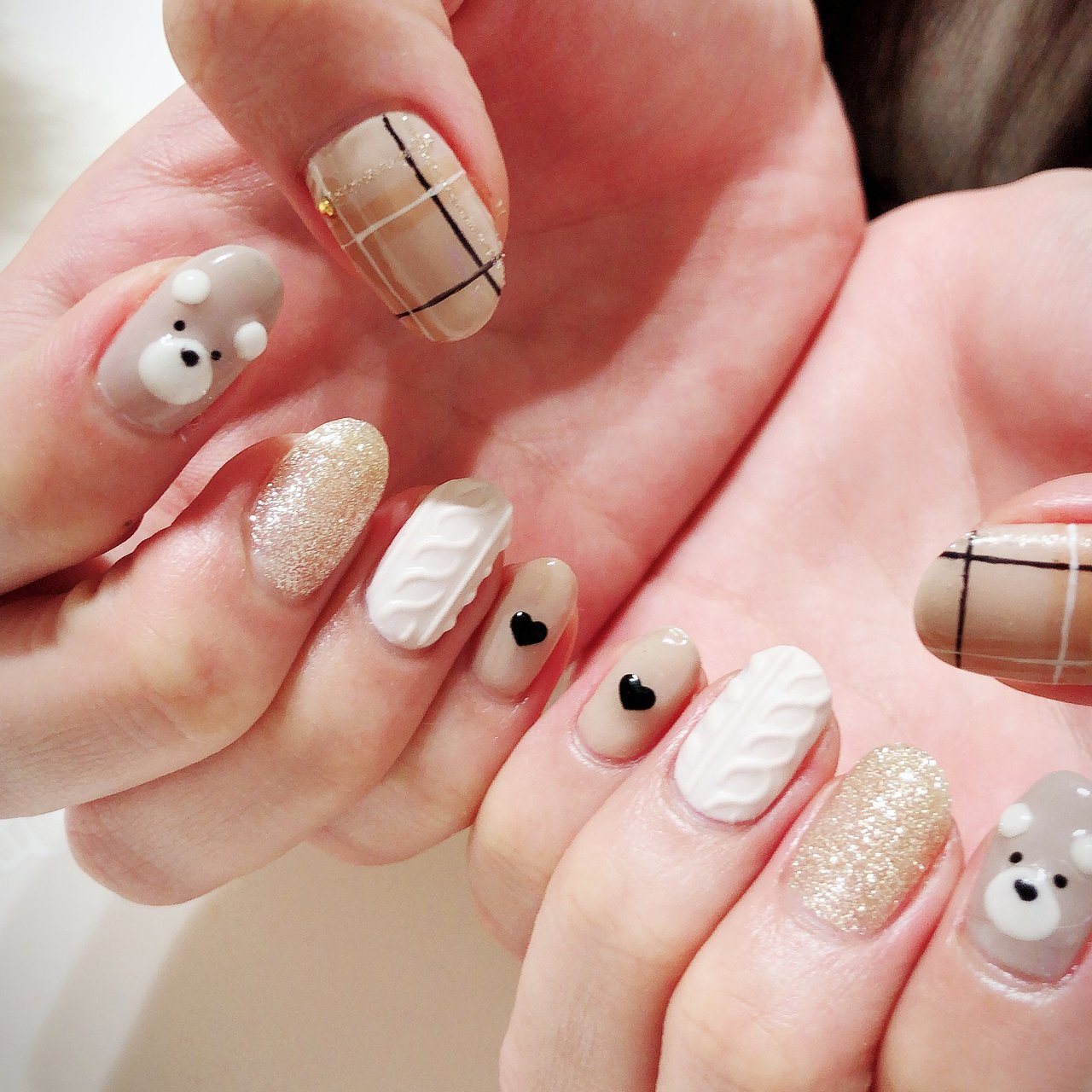 冬 バレンタイン 女子会 ハンド チェック Kupulau Nail Haruのネイルデザイン No 377 ネイルブック