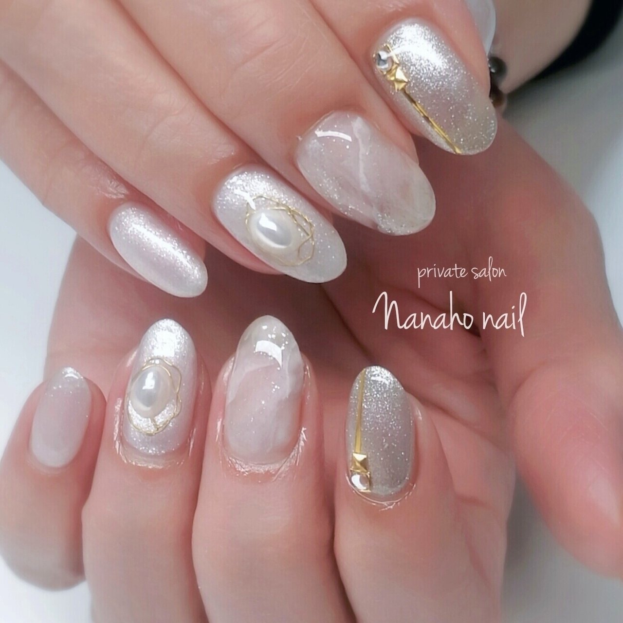 冬 パール ニュアンス ワイヤー ミディアム Nanaho Nail 大阪府八尾市 のネイルデザイン No 3822993 ネイルブック