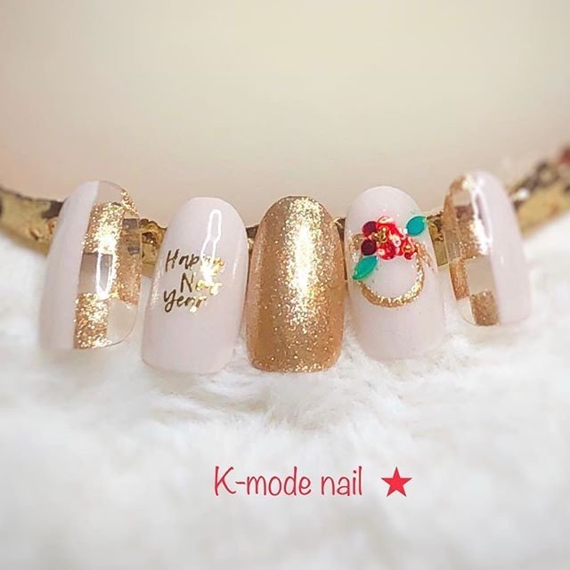 冬 お正月 ハンド ラメ くりぬき K Mode Nailのネイルデザイン No ネイルブック