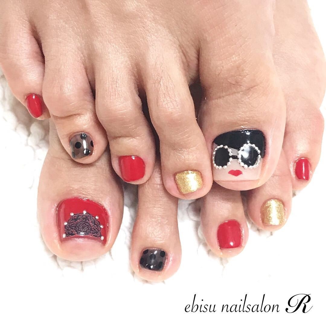 オールシーズン ライブ パーティー 女子会 フット Ebisu Nailsalon Rのネイルデザイン No 349 ネイルブック