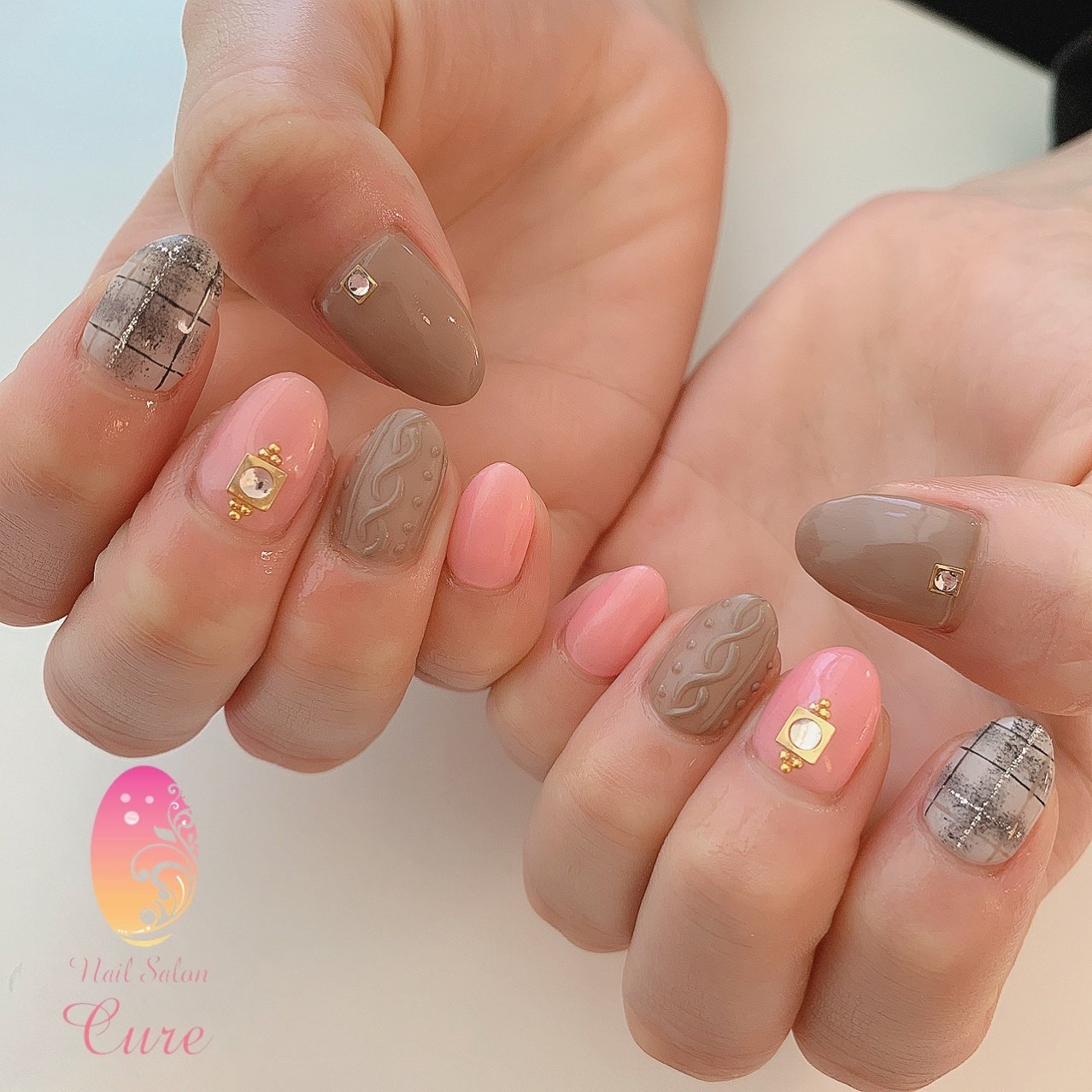 秋 冬 チェック マット アイシング Nail Salon Cureのネイルデザイン No 3826624 ネイルブック