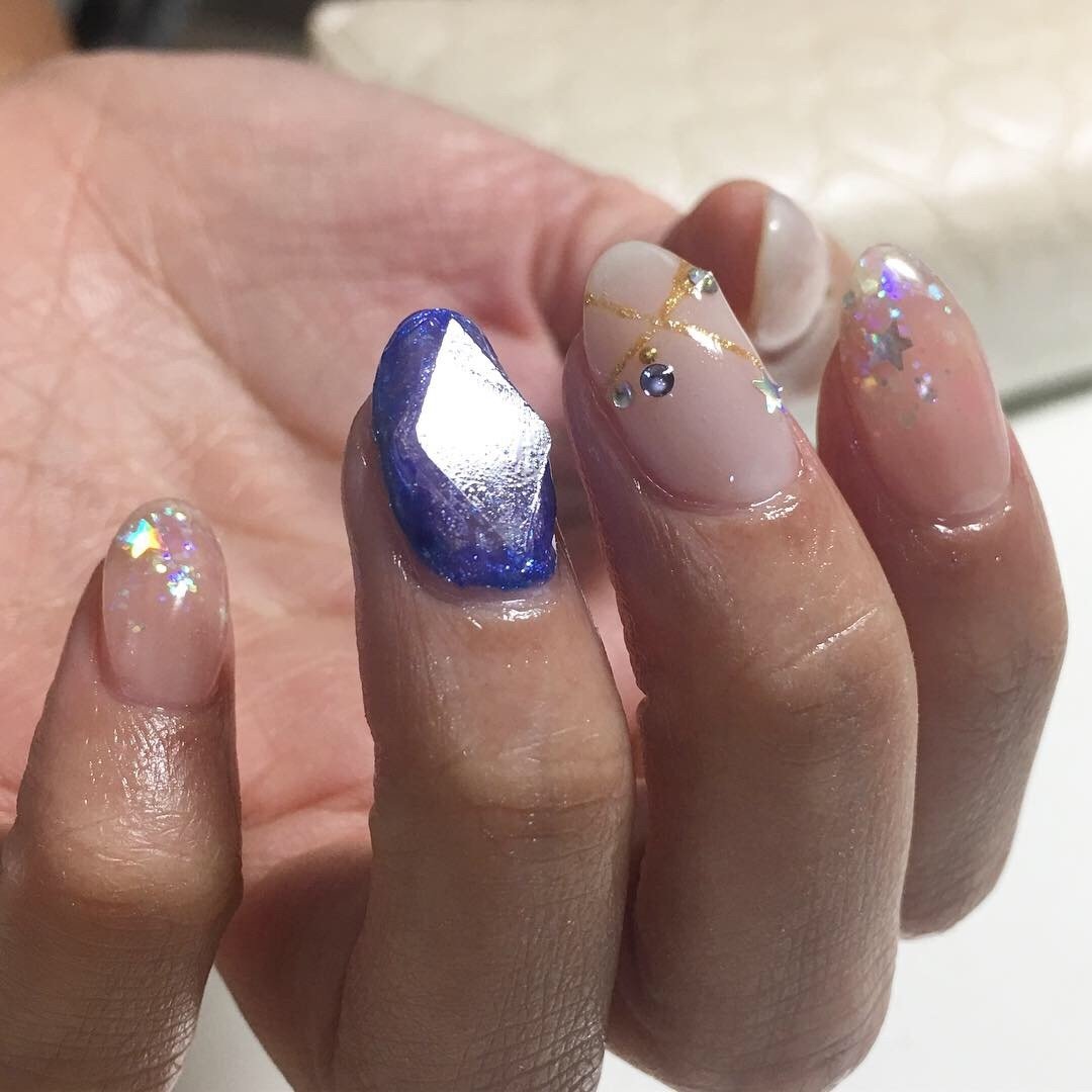 冬クリスマスデート女子会ホログラム Mily Nailのネイルデザイン