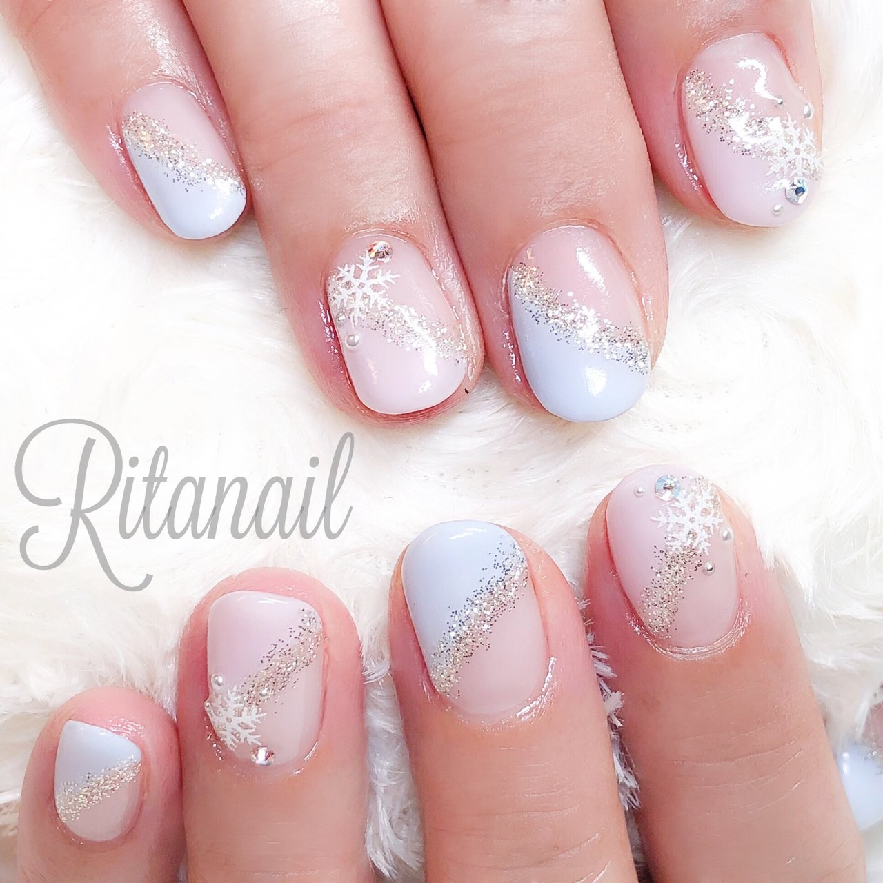 冬お正月クリスマスオフィスハンド Ritanailのネイルデザインno